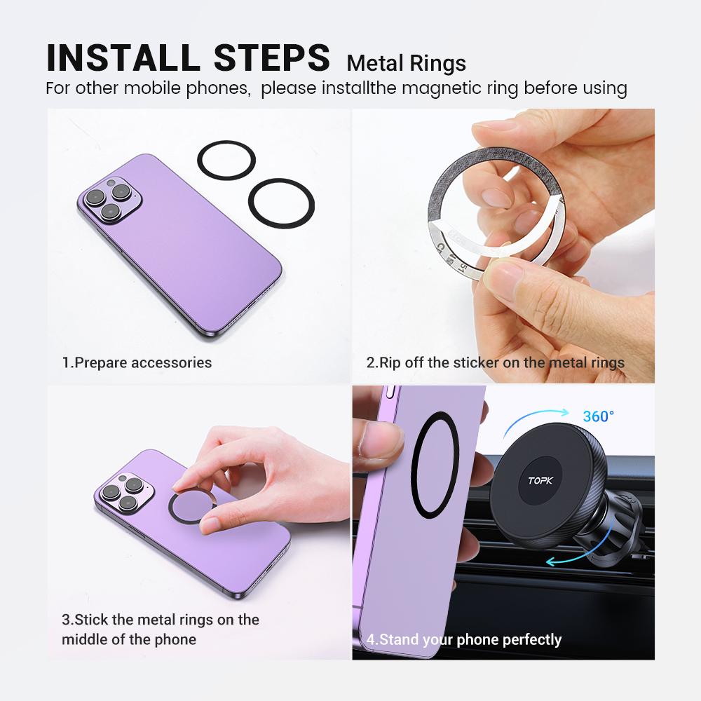 TOPK Magnetic Car Phone Holder Air Vent Car Phone Stand For Magsafe iPhone 15 14 13 ProMax Xiaomi Samsung Strong Magnet Holder2