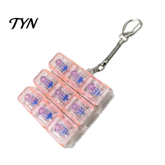 Handheld Stress Reliever 9-Keys Keyboard Fidget Toy, LED Light-up Keychain Clicky Mechanical Switch Toy for Relief, 9-In-1 Backpack Charm