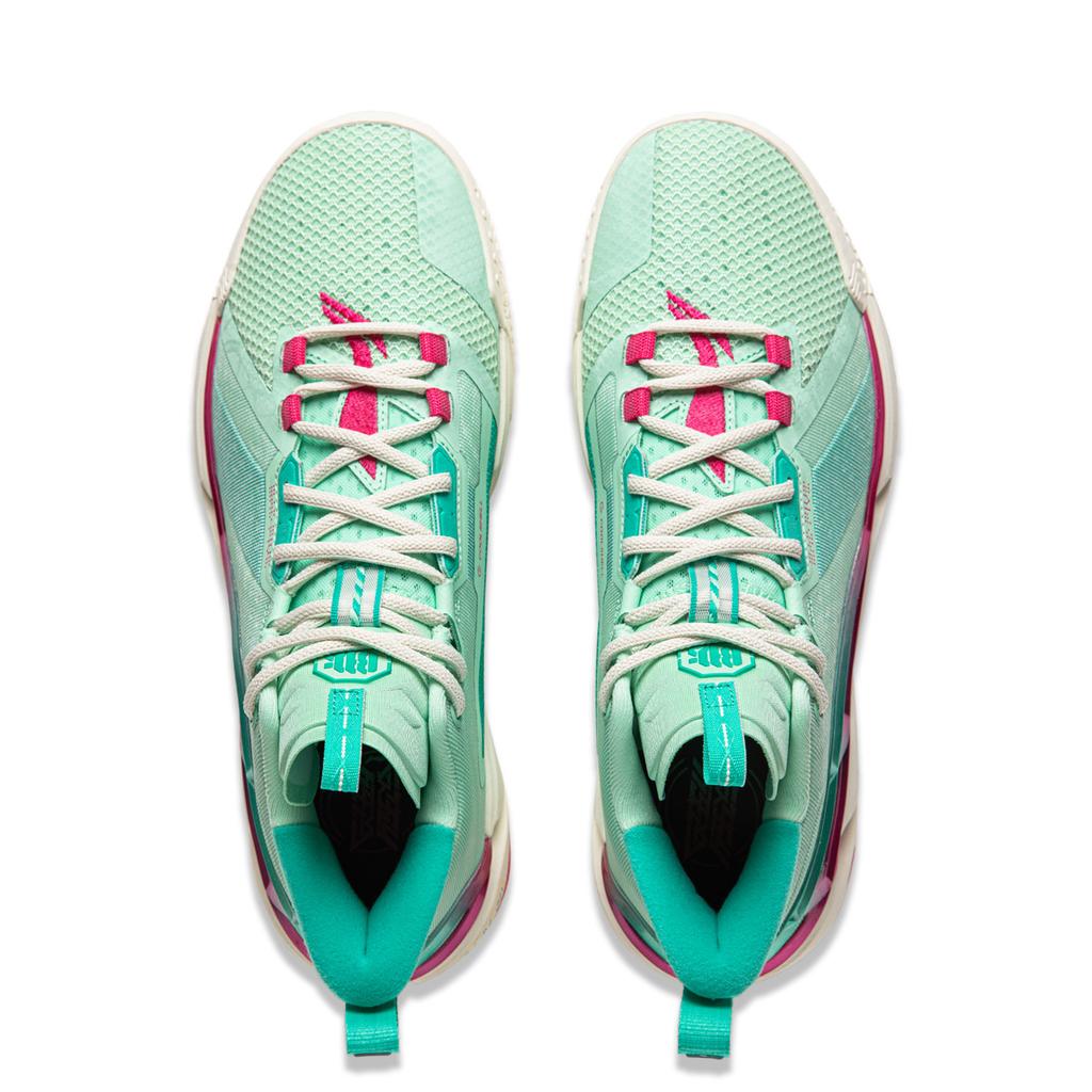 Li Ning Fan Wu 4 Weichu Youcai Basketball Shoes Men Sneakers Green Purple ABFU015-4