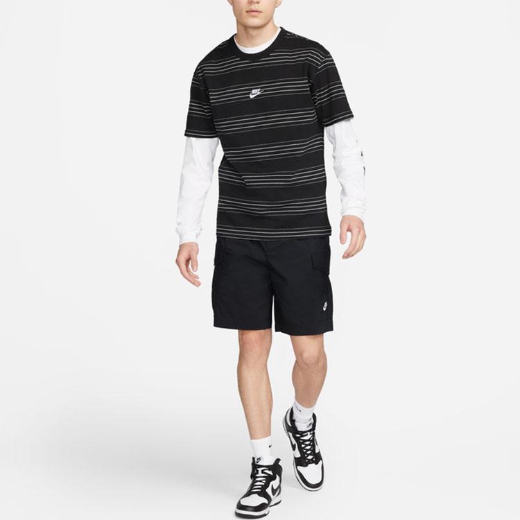 Nike Мужская дышащая спортивная футболка с полосками и логотипом Черная DQ1117-010