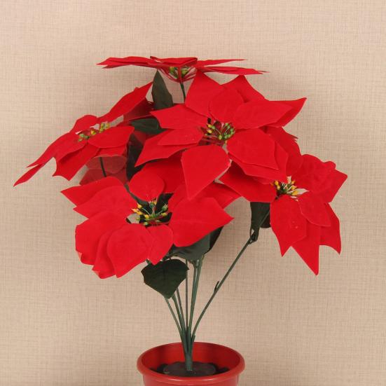 13-дюймовый искусственный цветок пуансеттии 5/7 головок красный искусственный цветок пуансеттии букет из искусственных шелковых пуансеттий со стеблем для новогодней цветочной композиции домашний декор