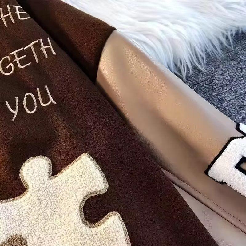 Винтажная бейсбольная куртка, женская вышивка большого размера, корейская мода, университетские куртки, студенческие бомберы, пальто на пуговицах, эстетич...