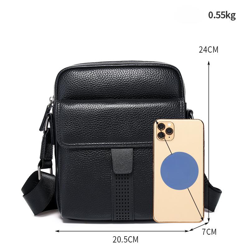 Spring Genuine Leather Men's Bag Small Square Bag Multi-functional Men's Single-shoulder Bag High-end Casual Men's Crossbody Bag