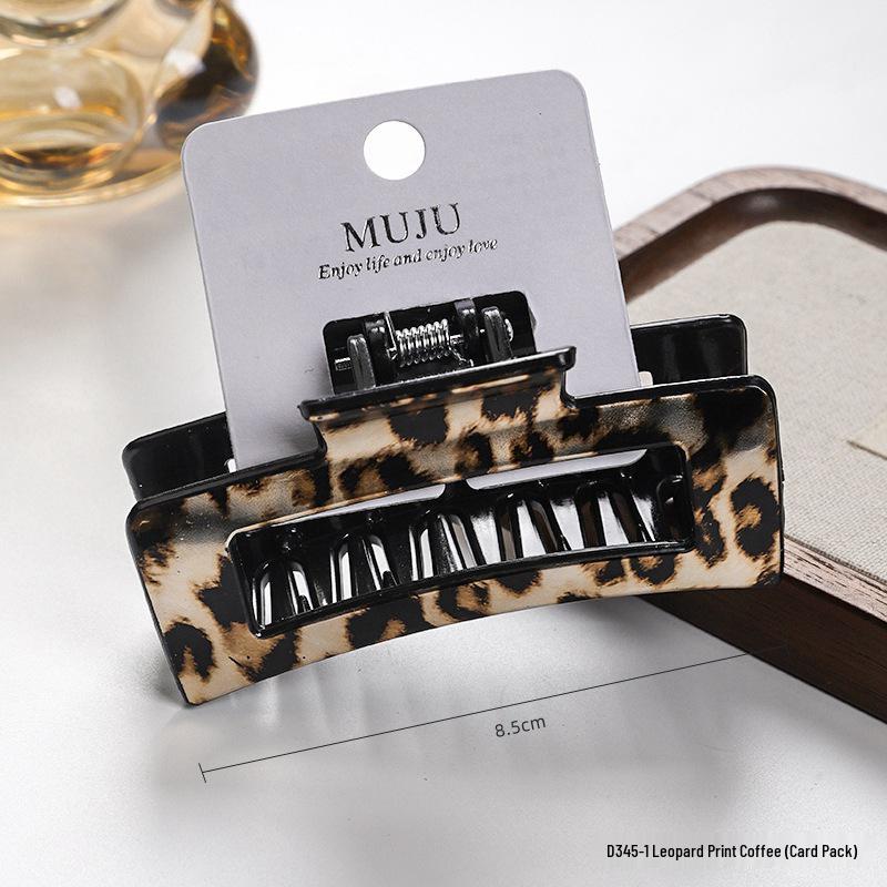 Leopard Print Claw Clip: High-End Shark Style Hair Accessory for Women, Korean-Inspired Ponytail or Back of Head Clip.