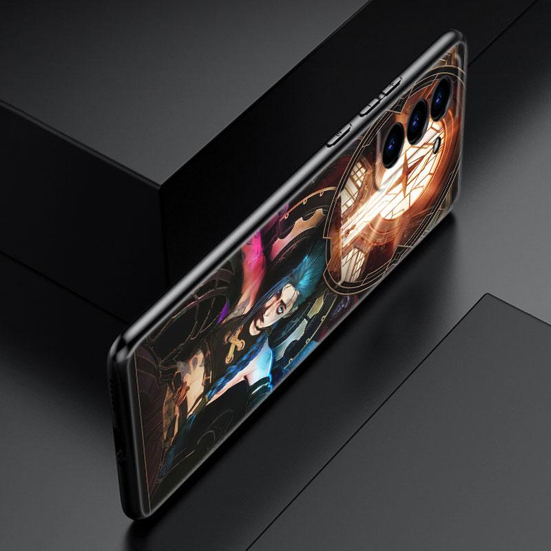 Arcane Jinx аниме черный силиконовый чехол для телефона Samsung Galaxy S23 S21 S20 FE S24 S22 Ultra S10E S10 S9 S8 Plus