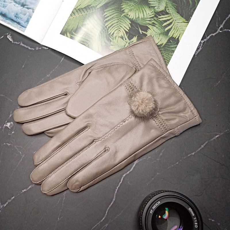 Женские перчатки из овчины и утолщенные бархатные зимние перчатки женские милые перчатки из меха кролика