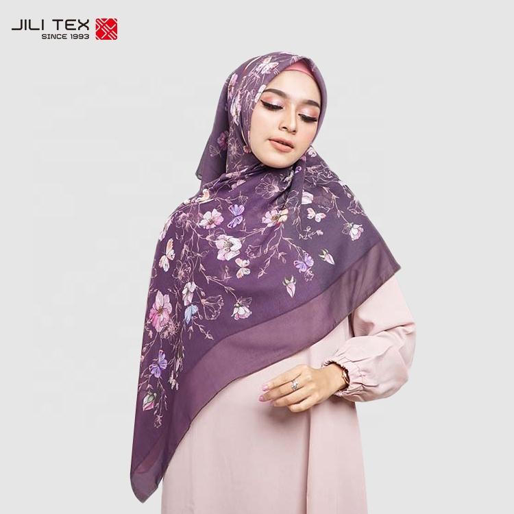 Excellent Voile Scarf Digital Printed Hijab Bwal Voile Scarf Poly Cotton Voile Scarf