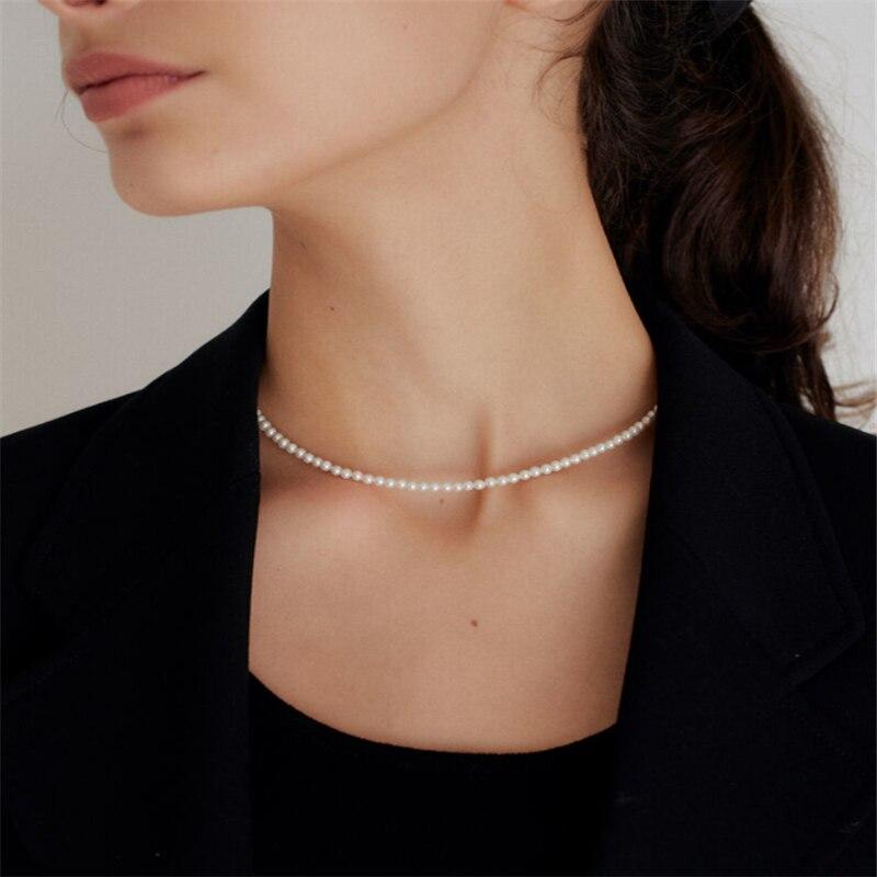 iF ME Elegant White Imitation Choker Necklace Big Round Beads Wedding Necklace for Women Charm Fashion Jewelry