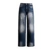 American retro jeans women's autumn new high waist and thin washed old design wide leg trousers