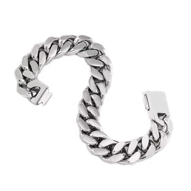 Fashionable Stainless Steel Hip-hop Cuban Bracelet Retro Punk Vacuum Electroplated Cuban Chain Bracelet Jewelry Elegant Bracelet