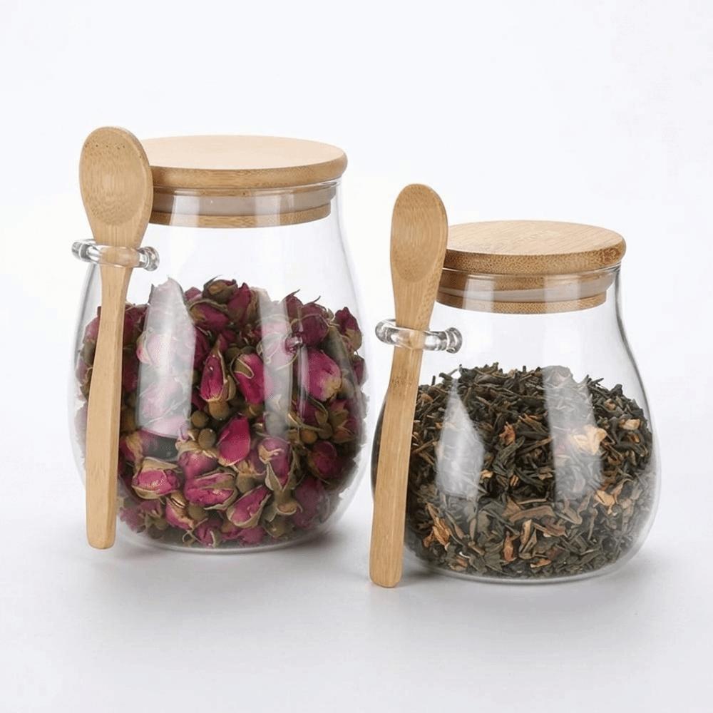 Leak-Proof Glass Storage Jars Wide Mouth Glass Canister Jar Kitchen Canisters Grains