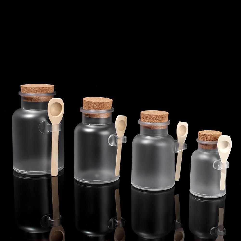 Wooden Spoon Organizer Storage Container Cork Stopper Frosted Seal Jar Bath Salt Bottle