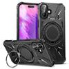 iPhone 16 Case, Armored with Stand and MagSafe, Black