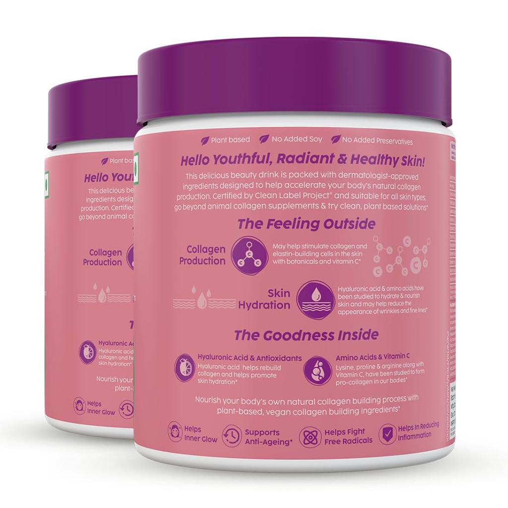 PLIX The Plant Fix Collagen Booster Powder 2x200g for Healthy Skin Hydration & Radiance Watermelon