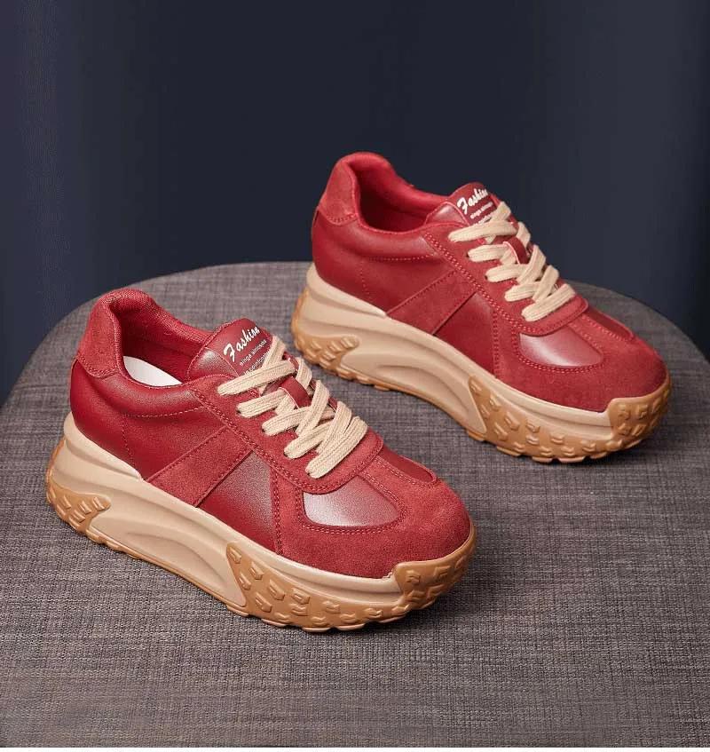 Женские кеды Koznoy из натуральной кожи высотой 7 см, лоферы разных цветов, на платформе и танкетке, на плоской подошве, весна-осень, вулканизированная обувь