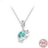 S925 Серебряный кулон-хамелеон, ожерелье с синим кристаллом, цепочка на шею для женщин, подарок на день рождения, ювелирные украшения
