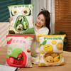 A Plushie Fruit Bag Pudding Toys Doughnut Bag Mini Fruit Strawberry Avocado Lemon Dolls Snacks Food Pillow for Friends