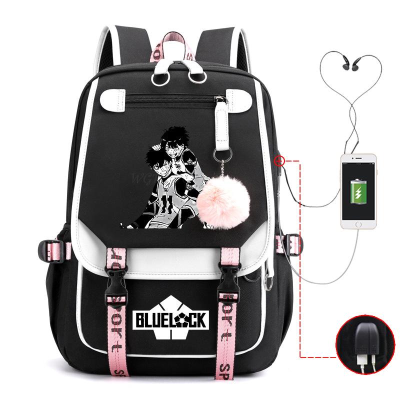 Blue Prison Anime School Bag College Wind Large Capacity Middle School Student Usb Backpack