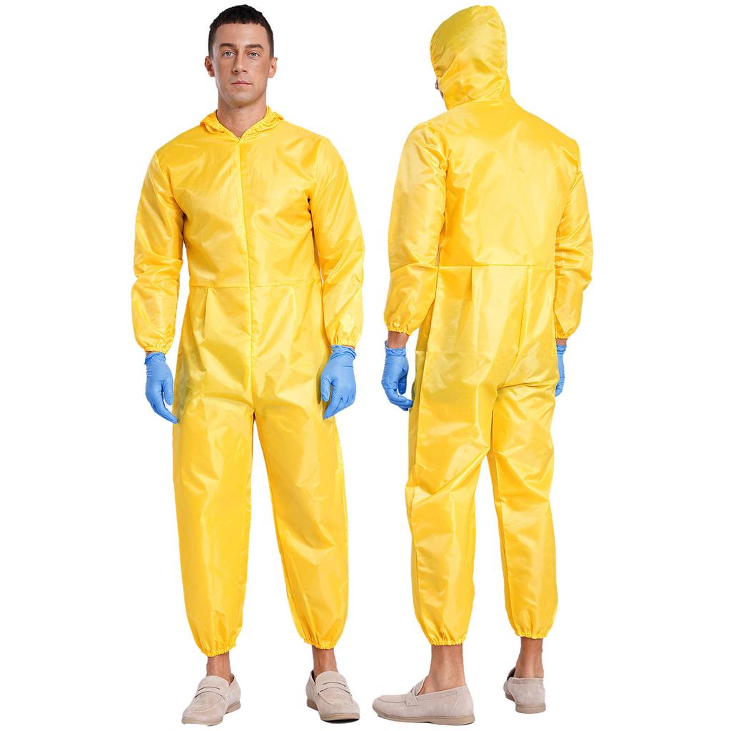 Мужской комбинезон с капюшоном во весь рост, с длинными рукавами, на молнии спереди, с эластичными манжетами, комбинезон, костюм химзащиты, костюм на Хэллоуин