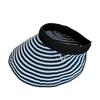 Wide Brim Sun Protection Cap Foldable Striped Headband Stripe Empty Top Hat  Beach Holiday