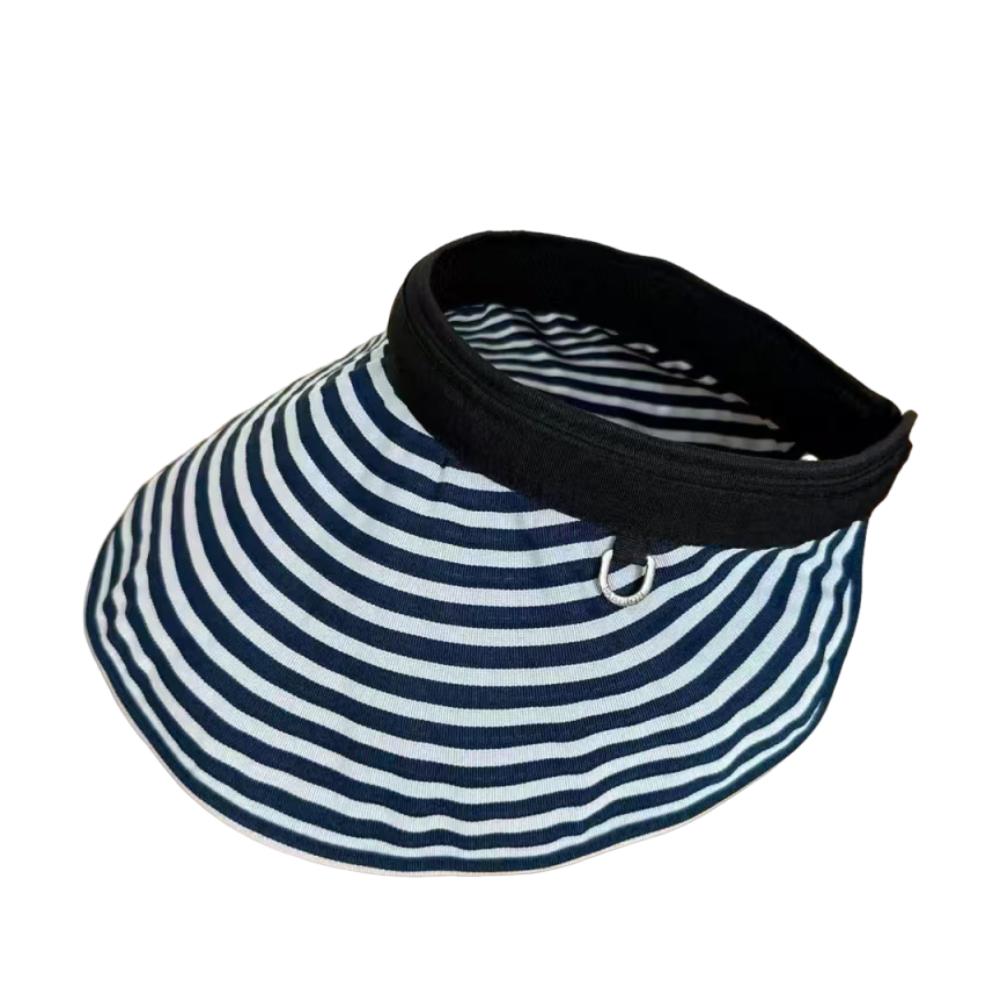 Wide Brim Sun Protection Cap Foldable Striped Headband Stripe Empty Top Hat Beach Holiday