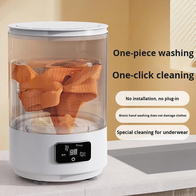 Cross-Border 4L Rechargeable Top Loading Mini Foldable Portable Washer Dryer Combo Mechanical Control Built-in Drainage Hose
