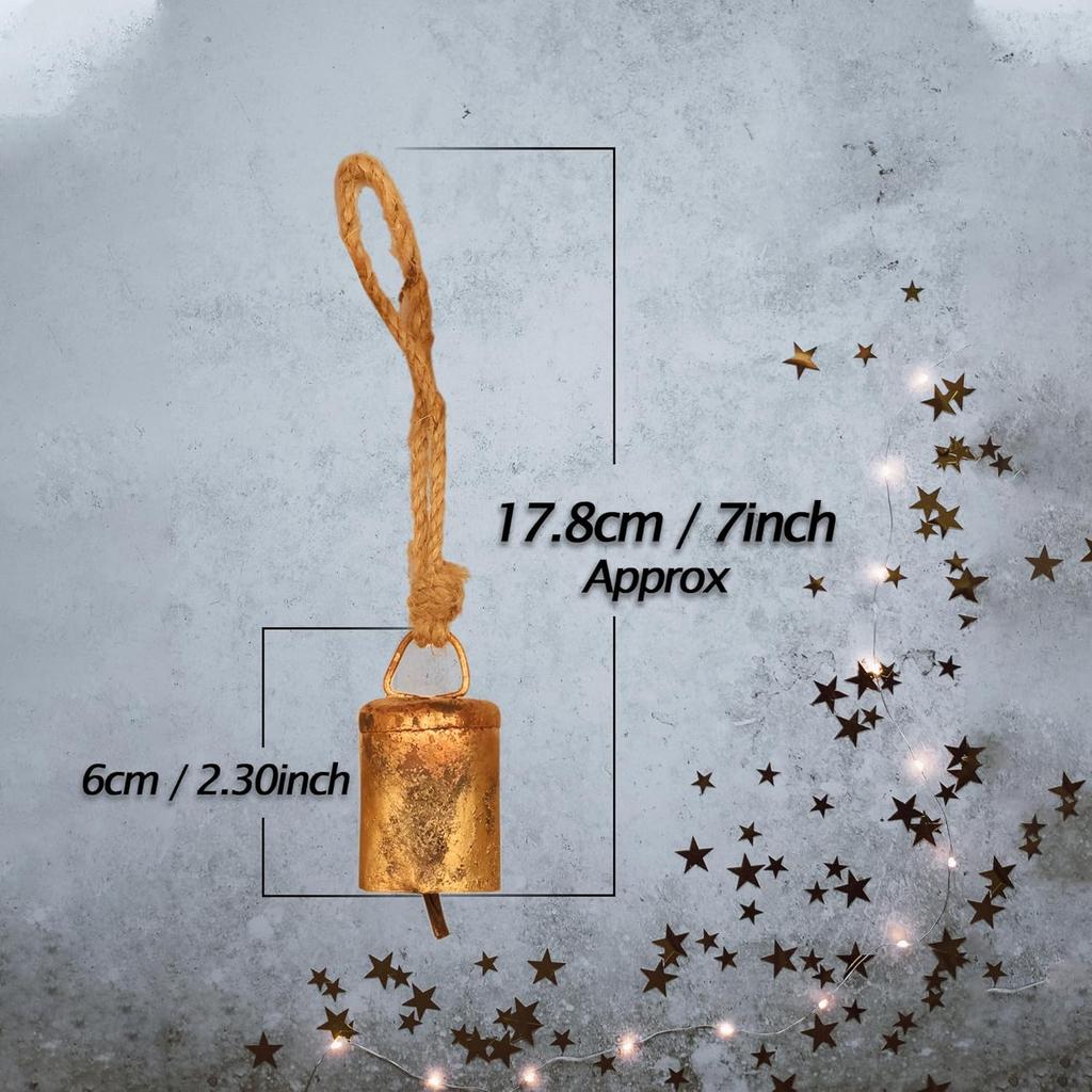 Набор из 10 металлических крафтовых колокольчиков античного золота, 3,15 дюйма, деревенские звенящие колокольчики для изготовления рождественских украшений своими руками, ведьмины колокольчики и винтажные колокольчики ветра