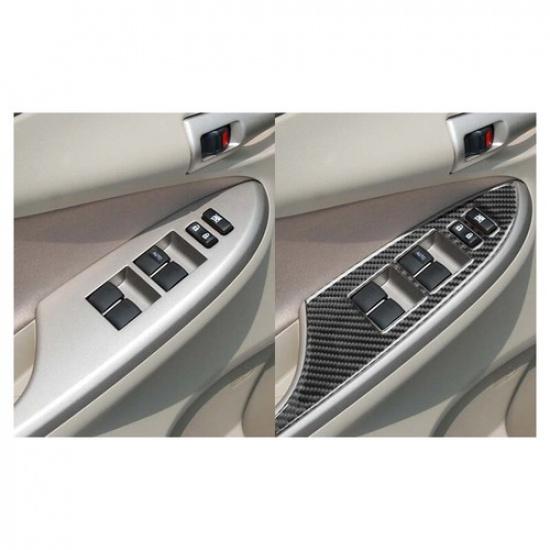 4Pcs Carbon Fiber Window Lift Switch Panel Cover For Toyota Corolla 2006-2012