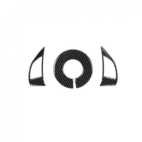 Bright Carbon Fiber Car Steering Wheel Button Frame Sticker For Fiat 500 12-15