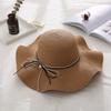 French Style Folding Straw Hats Spring Summer Women's Sun Hat Pearls Strap Straw Hat  Female