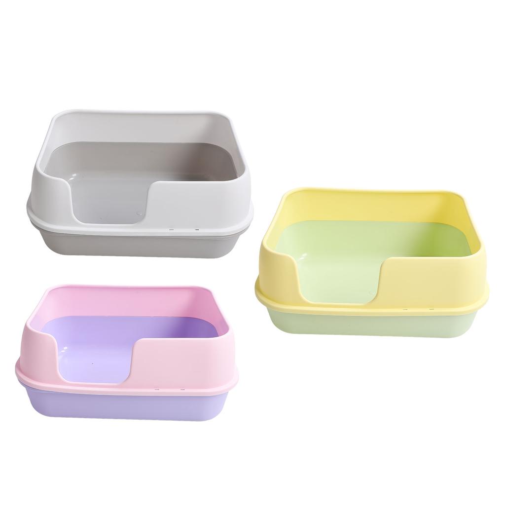 Cat Litter Box Extra Large Semi Enclosed Splash Proof Safe Removable Kitty Litter Pan with Scoop