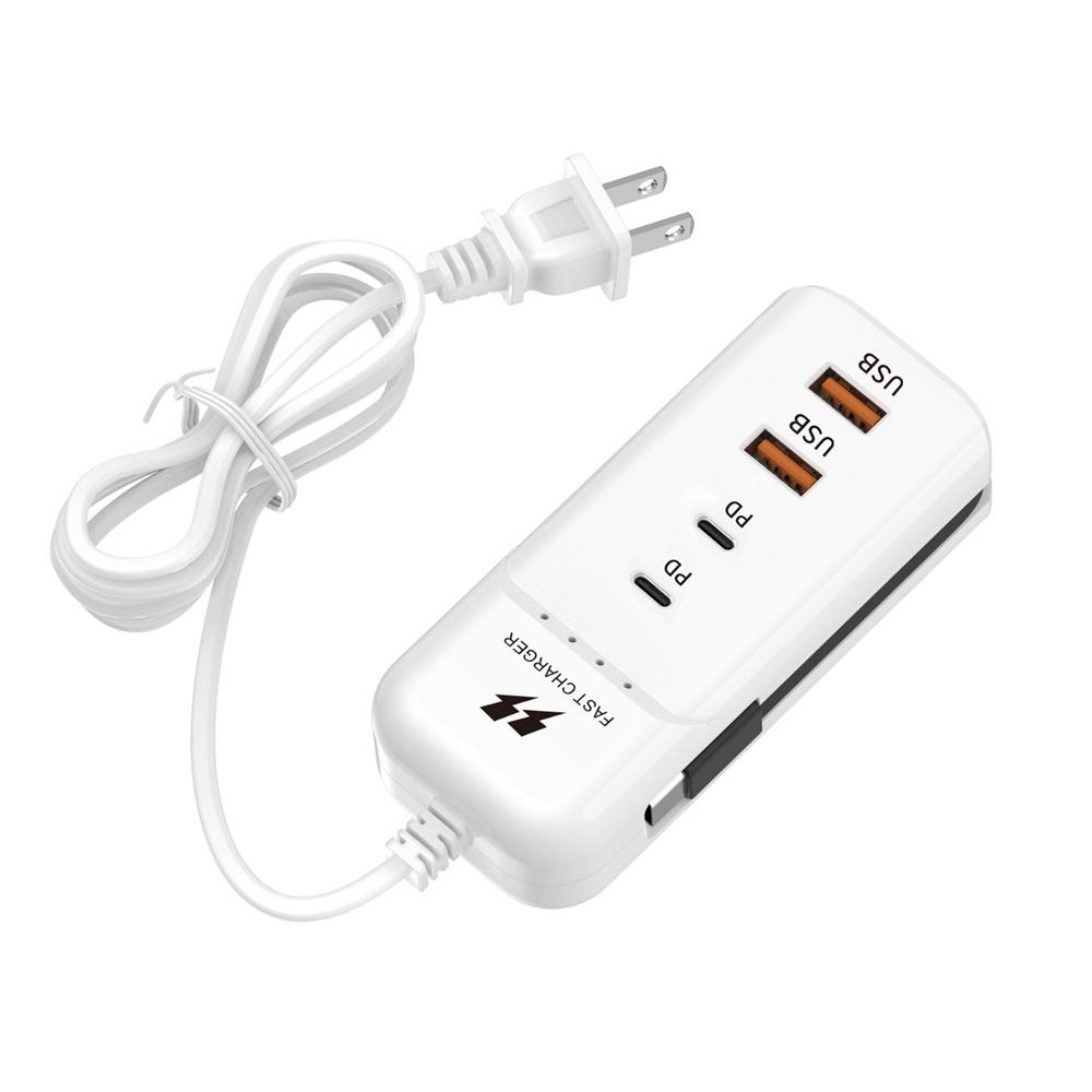 66W 4 Ports USB C Charger Fast Charging Phone Power Socket Adapter Type C Cable for Travel Wall Charger