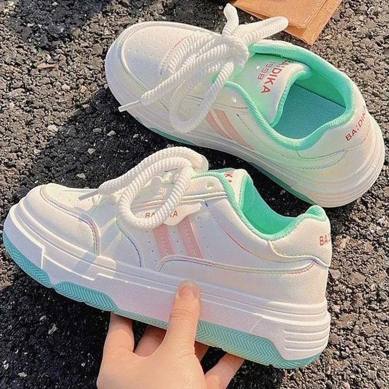 Autumn Women Sneakers Platform Sport Shoes Female Flat Casual Shoes Breathable Lace Up Tennis White Vulcanized Shoes for Women