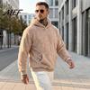 Versatile Layering Top Men Plush Hoodie, Teddy Fleece Pullover Sweatshirt with Kangaroo Pocket, Loose Pocket Fit Fuzzy Warm Winter Jumper for