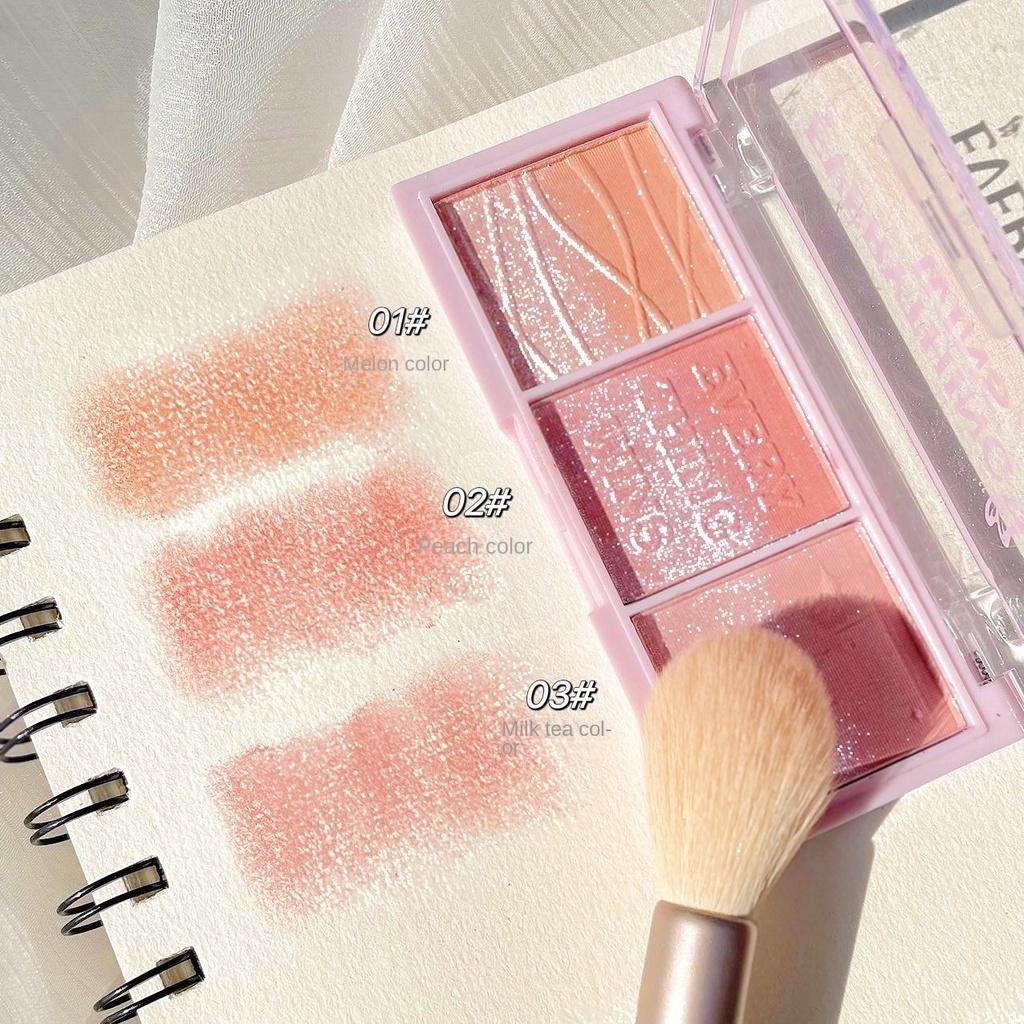 Трехцветный набор для румян Natural Highlight Brightening Sleeper Silkworm Contouring Rouge Палитра теней для век Blush Lasting Setting Макияж для женщин