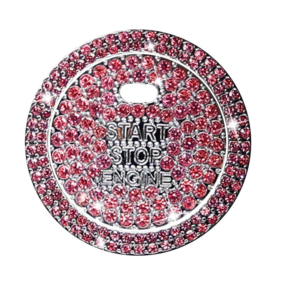Кнопка запуска автомобиля, авто декоративные наклейки с бриллиантами, кольцо со стразами, круглые планки, защитный чехол, автомобильные аксессуары, 2 шт./компл.