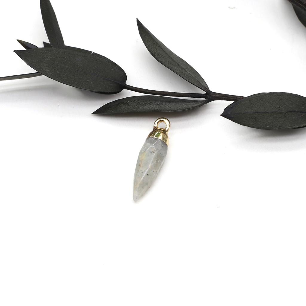 1шт граненый натуральный камень конус кулон маленький кристалл розовый кварц сплав подвески для изготовления ювелирных изделий DIY ожерелье серьги аксессуары 6x19 мм