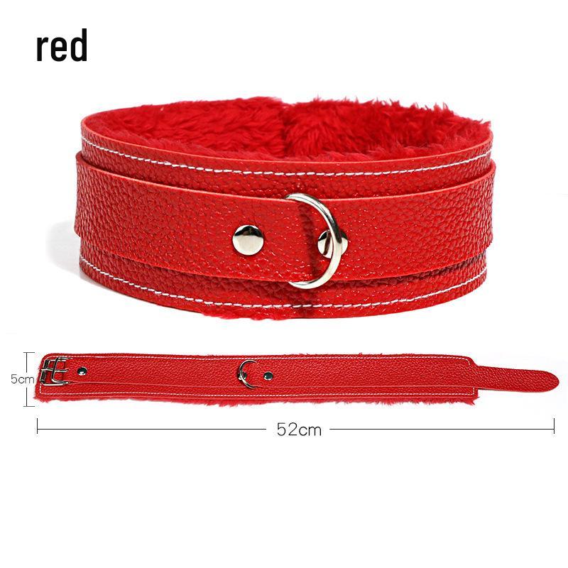 Jiuai SM Leather Collar & Metal Chain Leash - Fun Alternative Adult Sex Toys for Couples