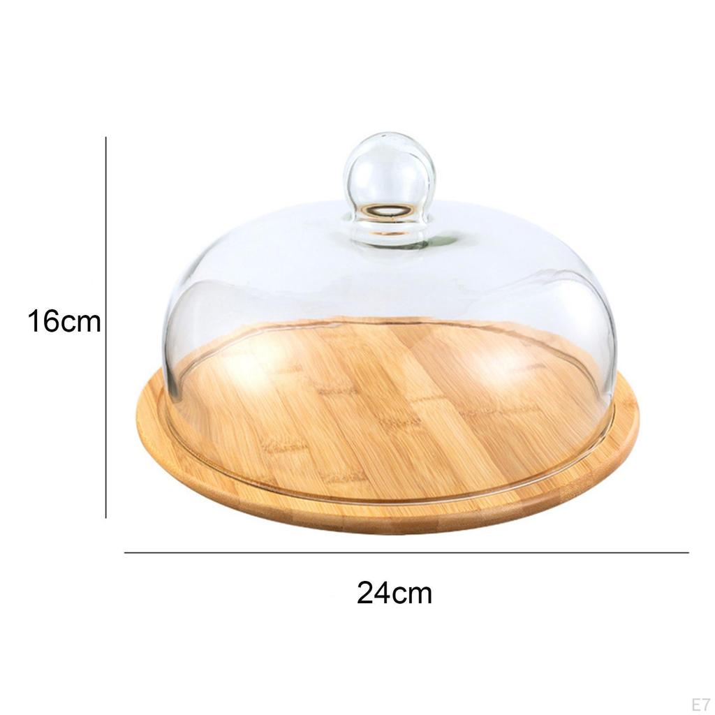 Cover Serving Tray Cheese Board Storage Cake Stand Bread Fruit W/ Dome Tableware