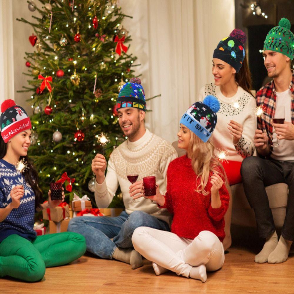 Snowman Christmas LED Light Knitted Hat Warm Christmas Knitted Hat Gifts Christmas Hat  Child