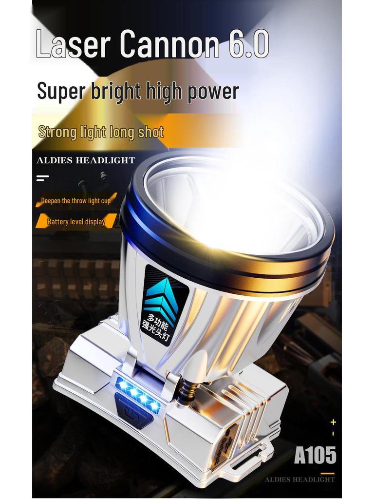 Douyin Rechargeable Long-range Headlamp: Strong Light, Lithium Battery, Perfect for Camping, Fishing, and Outdoor Adventures