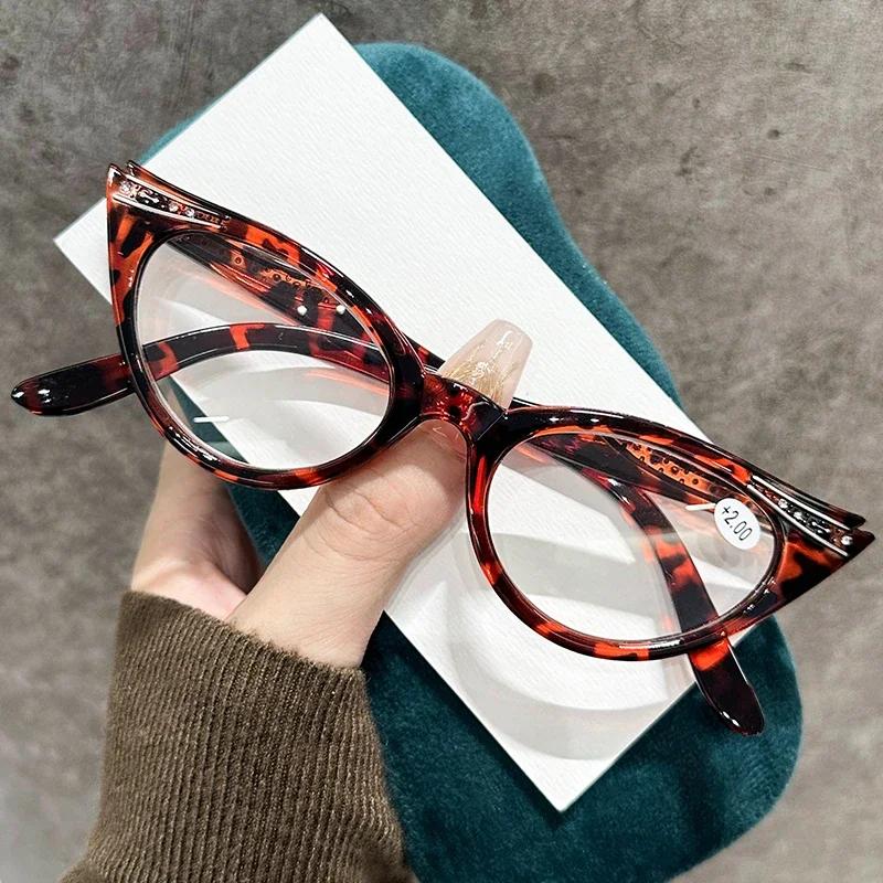 Ultra-light Cat Eye Frame Reading Glasses Fashion Ladies Finished Prescription Far-sight Eyeglasses Diopter Presbyopia 0 To +4.0