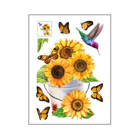Sunflower Butterfly Toilet Sticker Removable Self-adhesive Waterproof PVC Living Room Bathroom Wall Art Floral