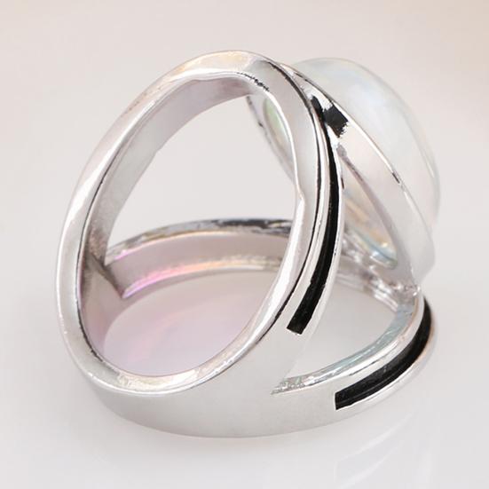 Женское большое овальное многоцветное кольцо на палец из искусственного лунного камня, ювелирный декор, подарок