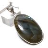 Natural Labradorite Gemstone 925 Sterling Silver Jewelry Pendant 1.81" W2s51
