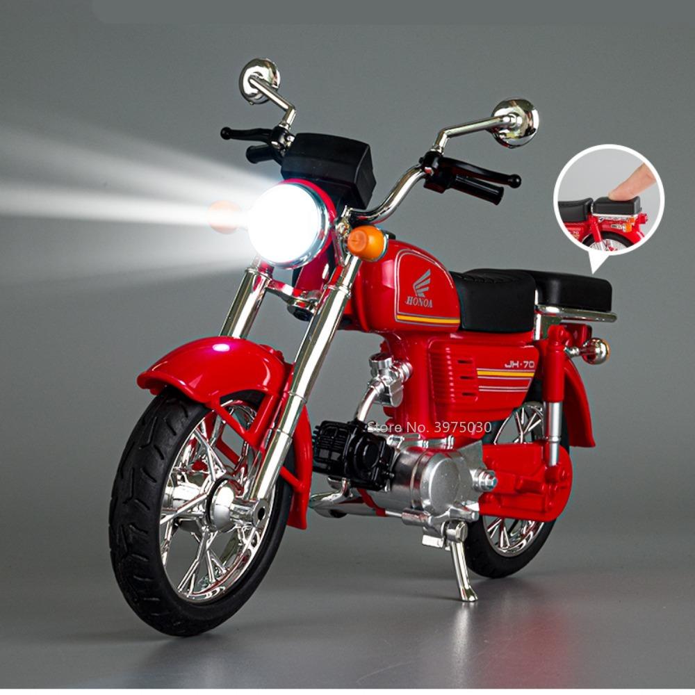 Масштаб 1/10 Honda Jialing Jh-70 Сплав Классические Модели Мотоциклов Литье под Давлением Металл Имитация Модель Мотоцикла со Звуком и Светом Подарок для Детей