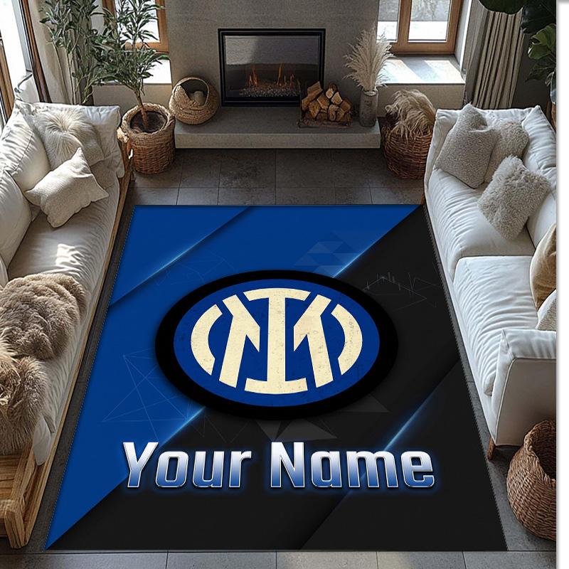 Inter Milan Printed Crystal Velvet Rug Non‑Slip Crystal Velvet Carpet For Sofa Bedroom Indoor Home Decoration