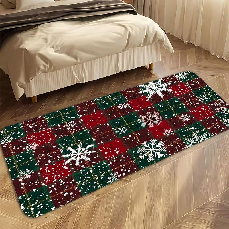 Christmas Theme Soft Carpet, Living Room Bedroom Home Decor Carpet Garden Lawn Carpet Kitchen Kids Bedroom Mat New Year Present