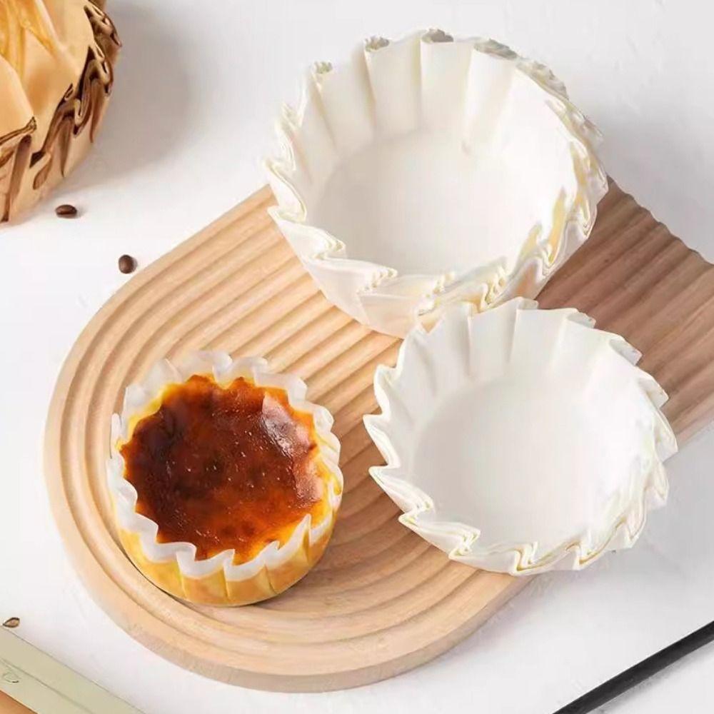 50/100pcs 4/6/8 Inch Basque Cheesecake Oil Paper Tray Non-stick Disposable Cupcake Liner  Wedding