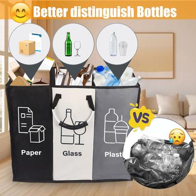 Kitchen With 3 Compartments Basket Plastic Cans Glass Bottles Classified Storage Recycling Bin